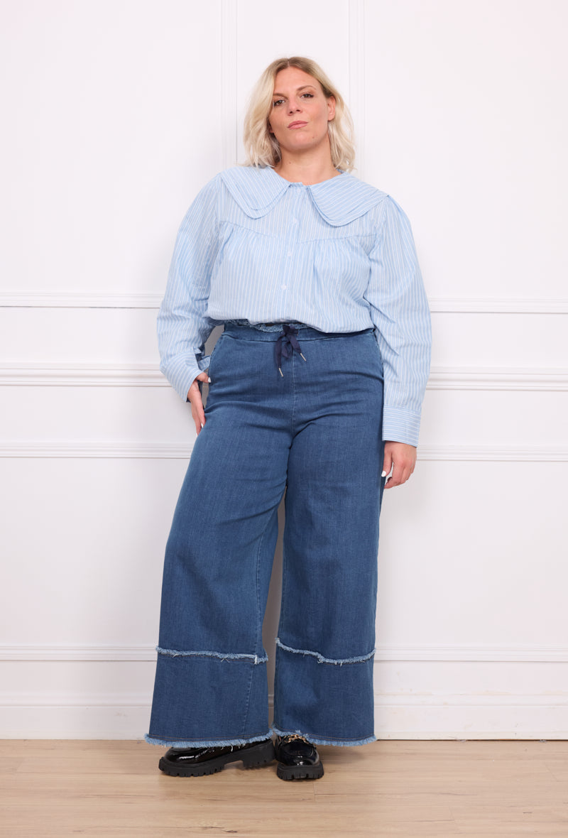 Chemise col claudine bleu - Lou