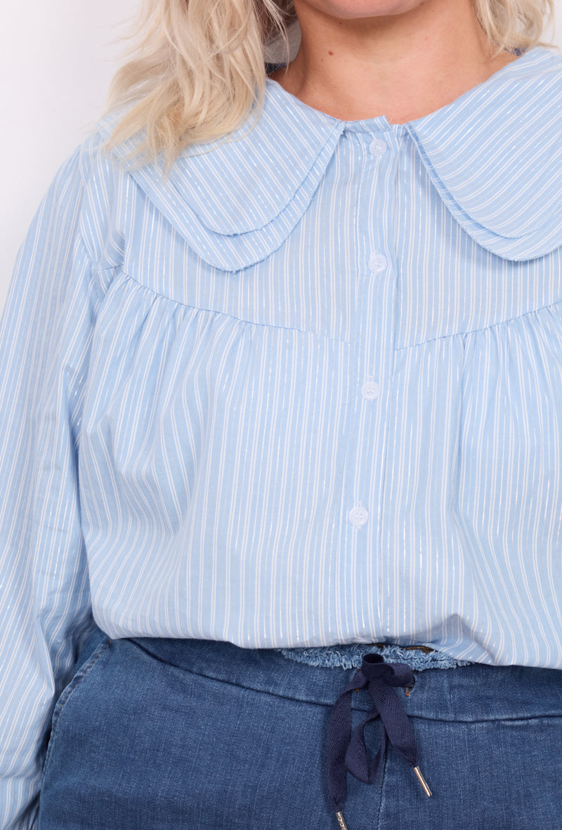 Chemise col claudine bleu - Lou