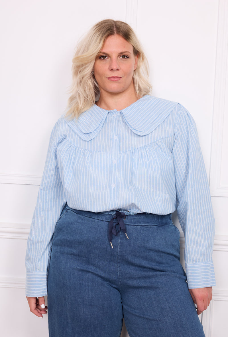 Chemise col claudine bleu - Lou