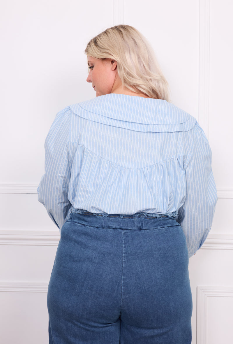 Chemise col claudine bleu - Lou