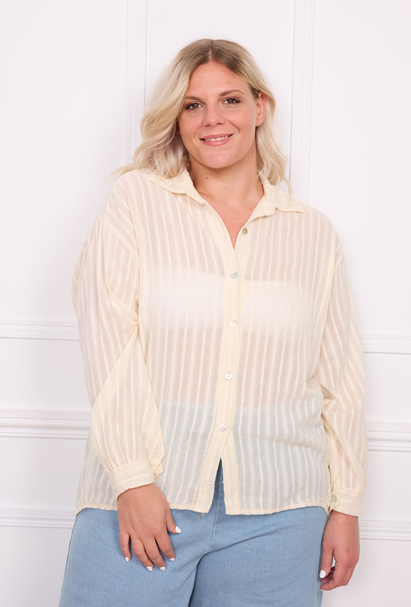 Chemise coton rayé beige - Lana
