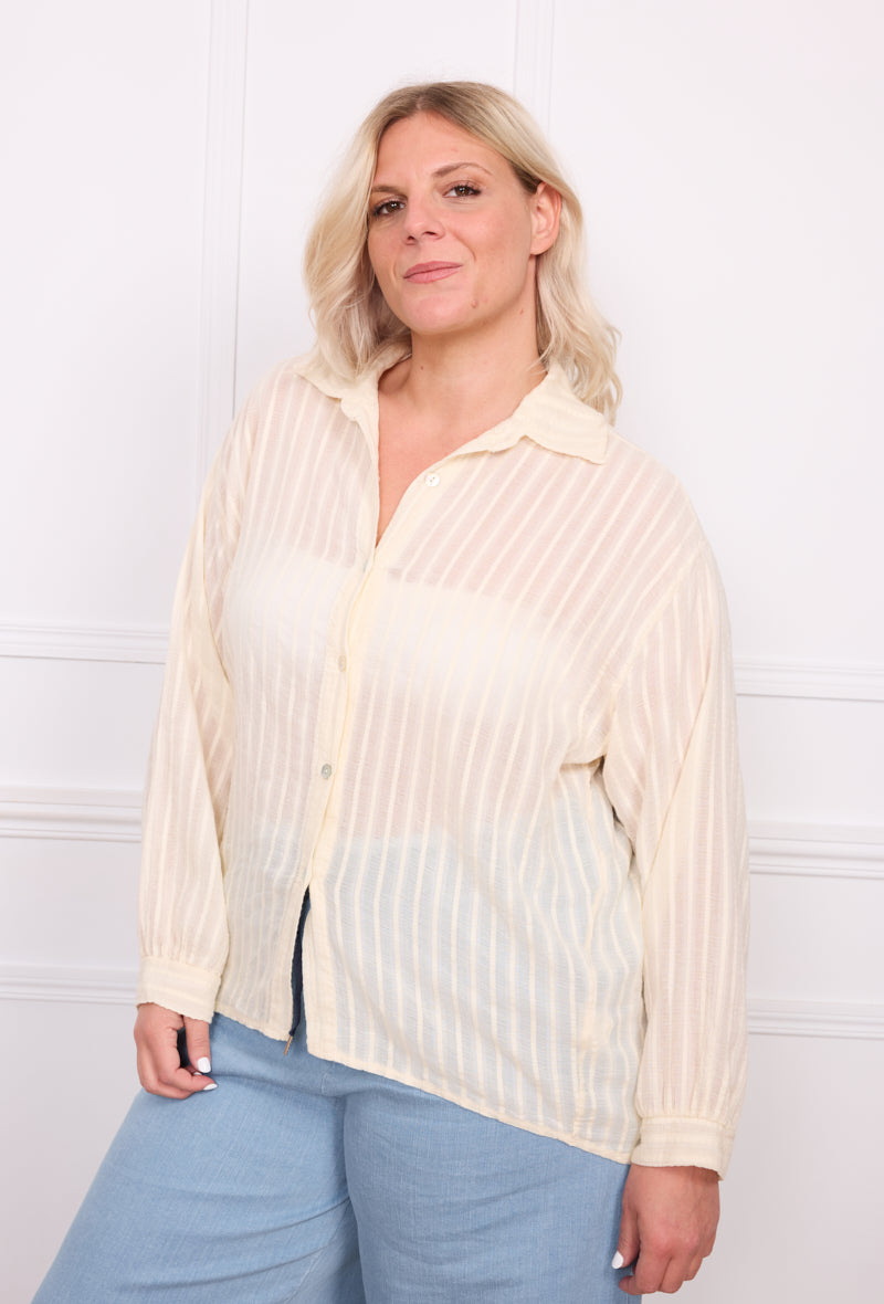 Chemise coton rayé beige - Lana