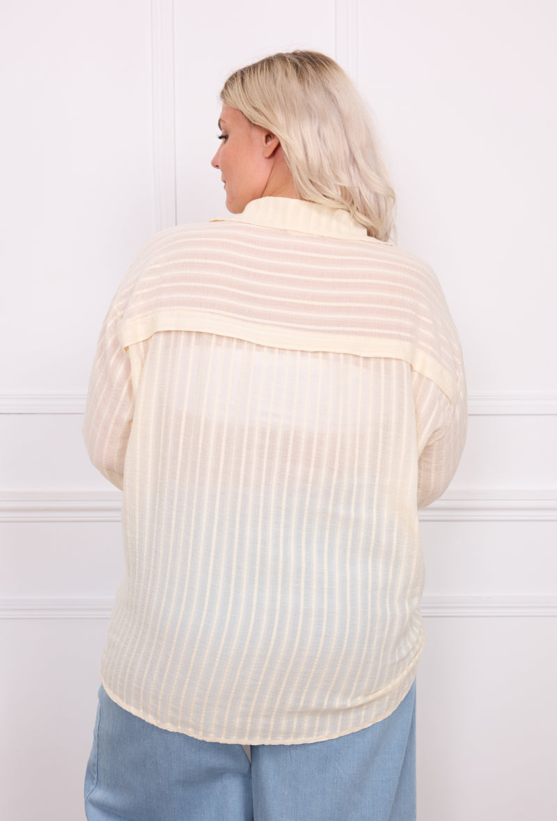 Chemise coton rayé beige - Lana