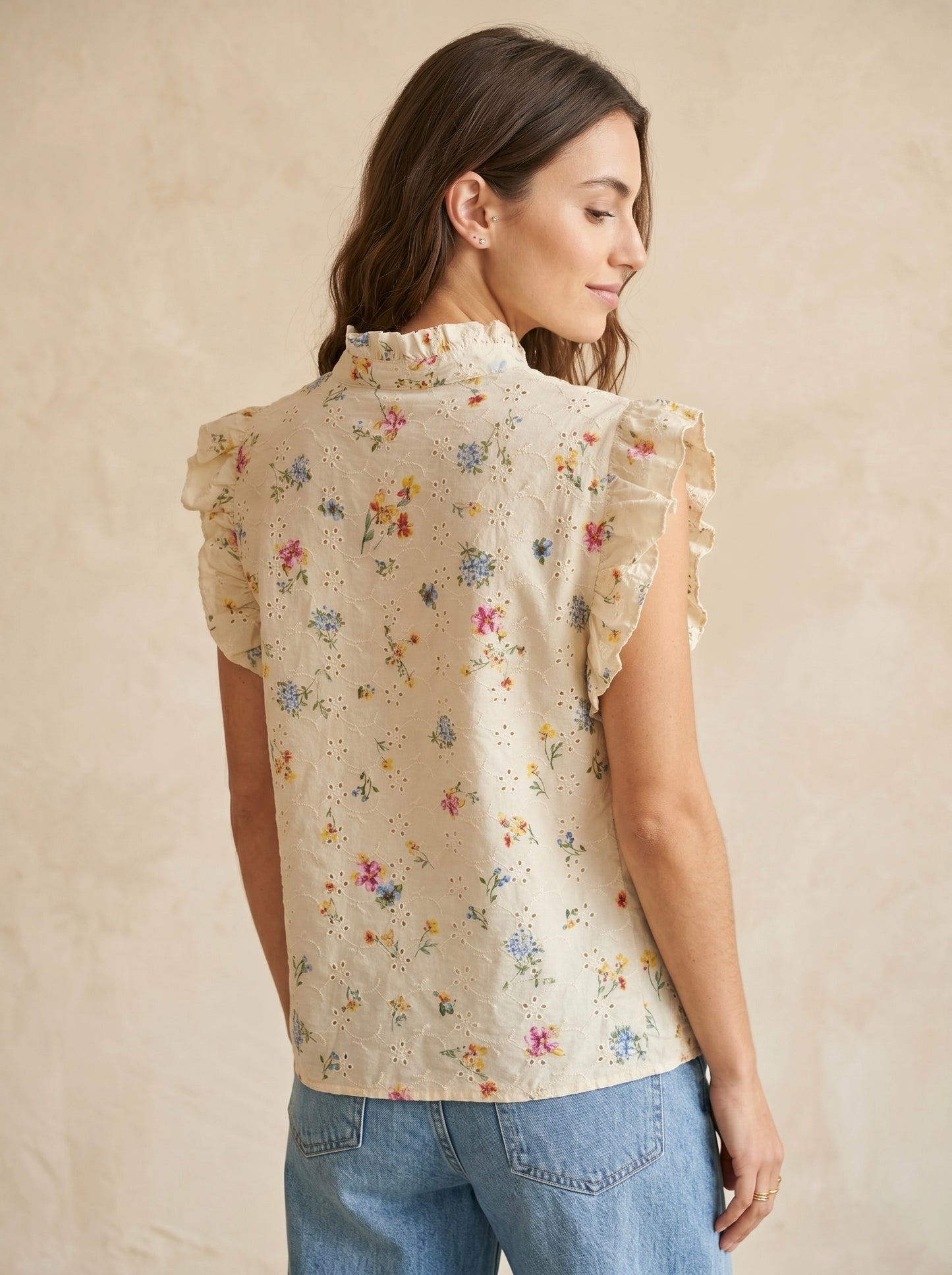 Chemise coton imprimé liberty épaules volantées - Bianca