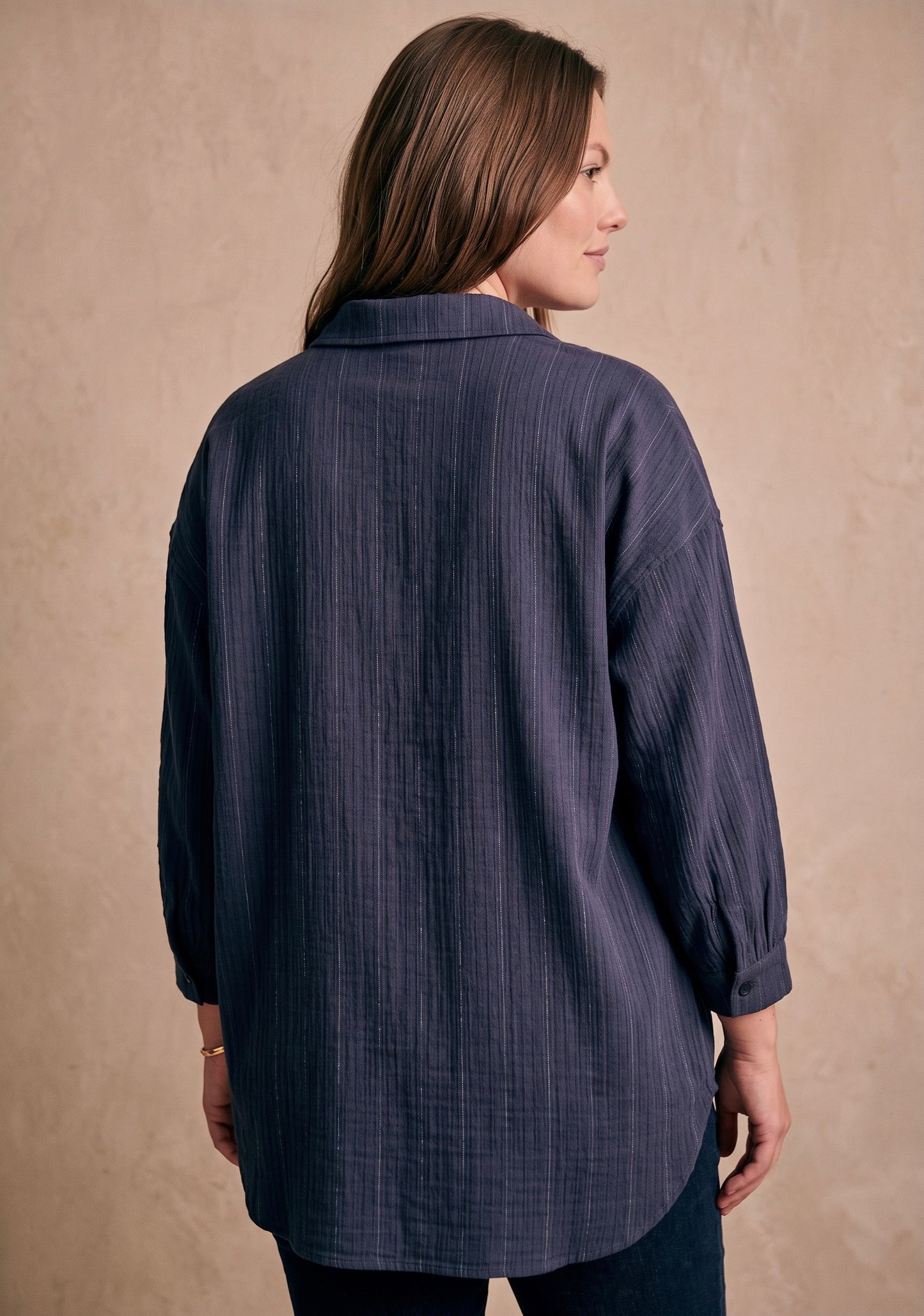 Curve - Chemise en jean oversize col chemise manches longues - Laura