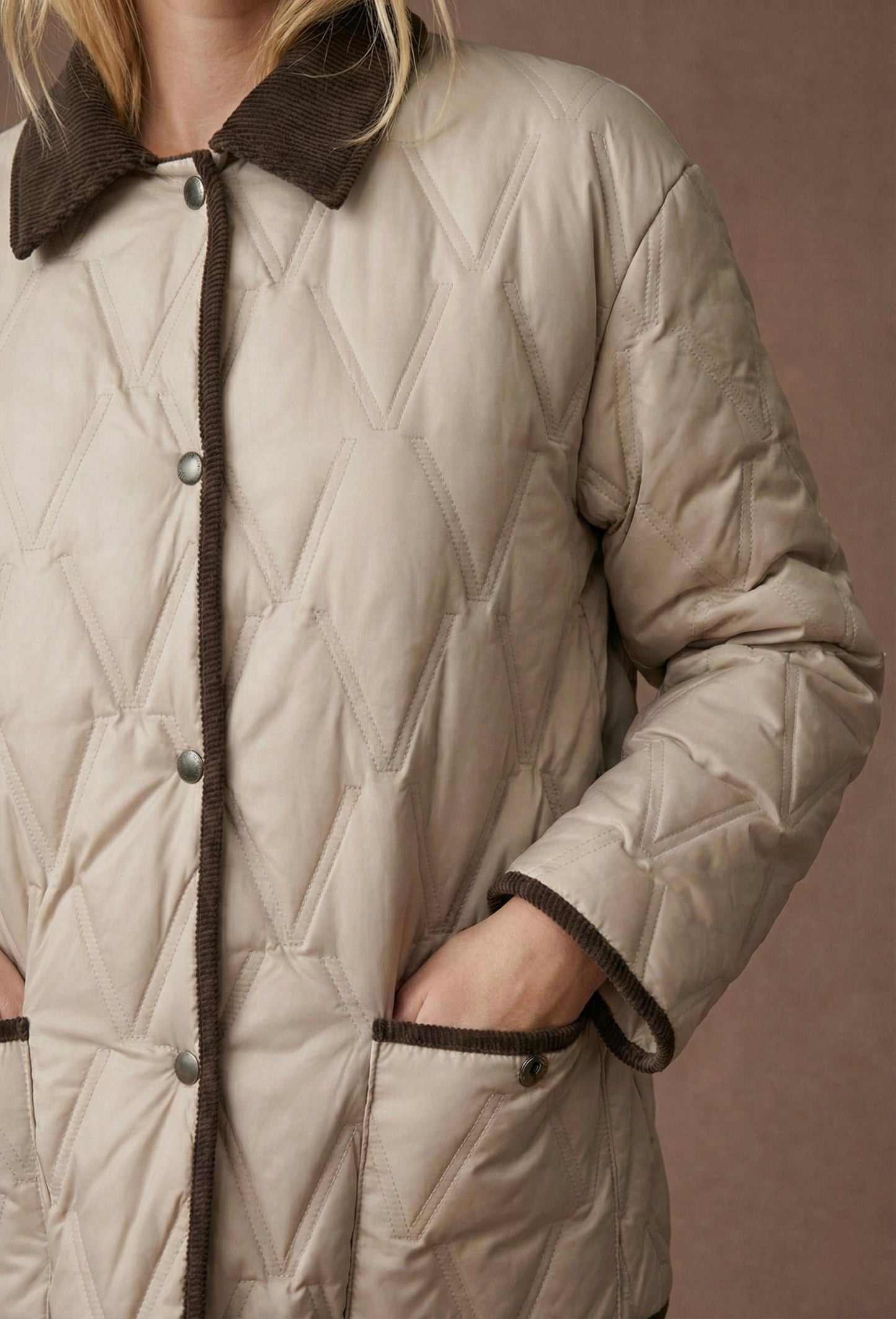 Veste matelassée à col velours côtelé - Avel