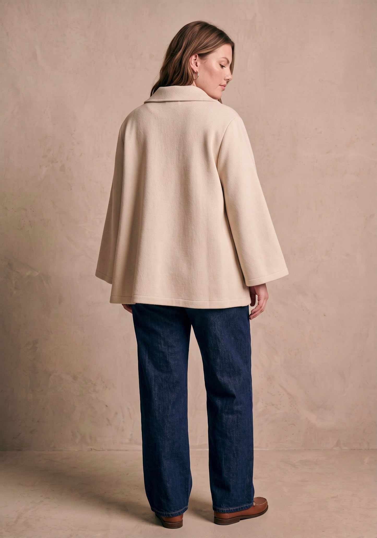 Curve - Veste caban court coupe évasée col chemise manches longues - Camille