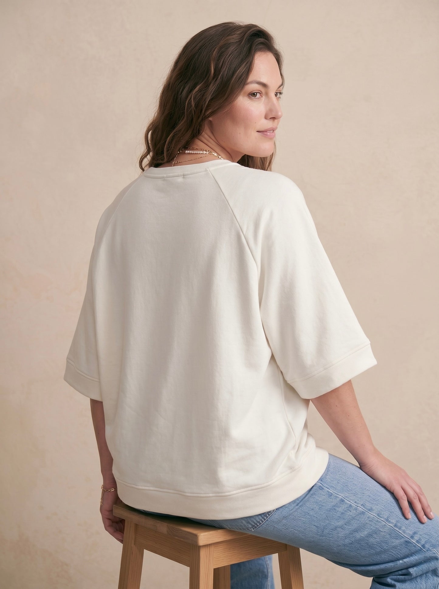 Curve - Sweat brodé coton - Rosy
