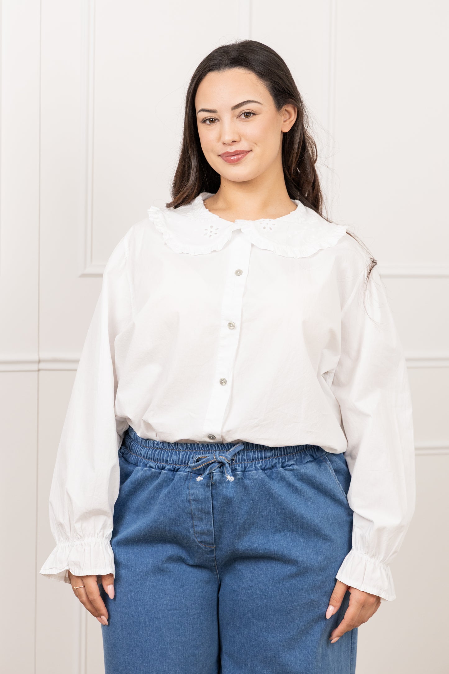 Chemise col claudine brodé - Anne