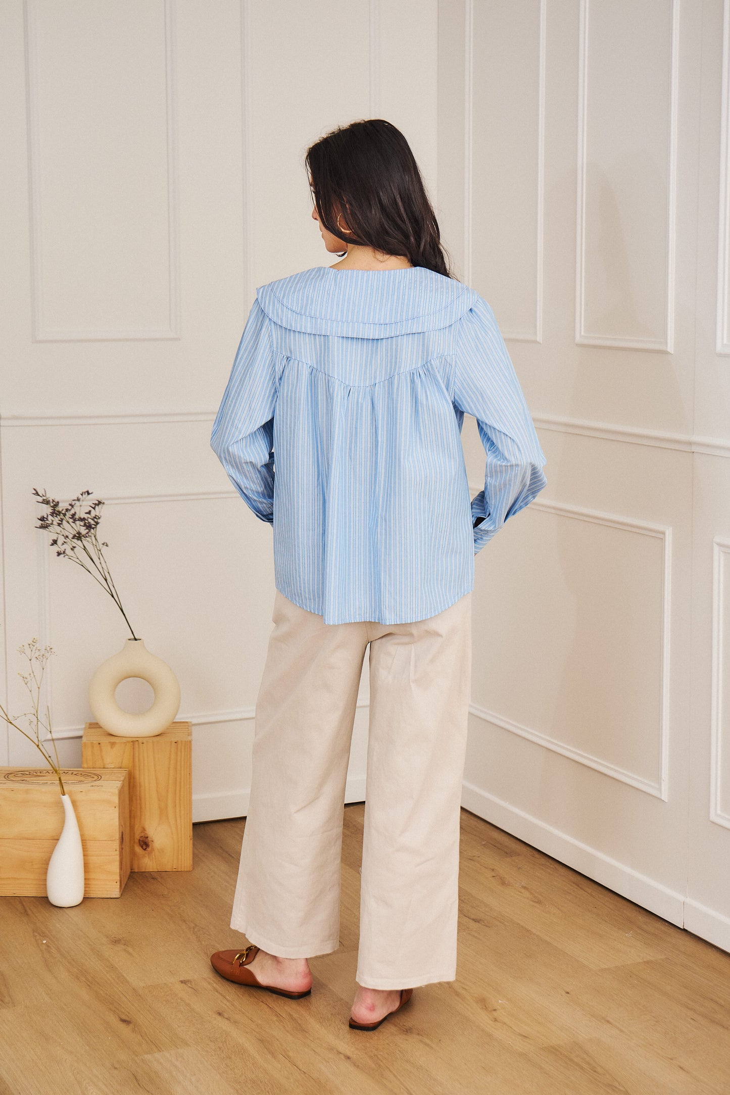 Chemise col claudine bleu - Lou