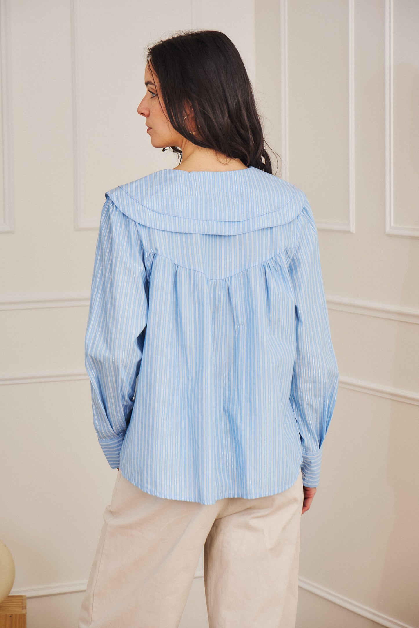 Chemise col claudine bleu - Lou