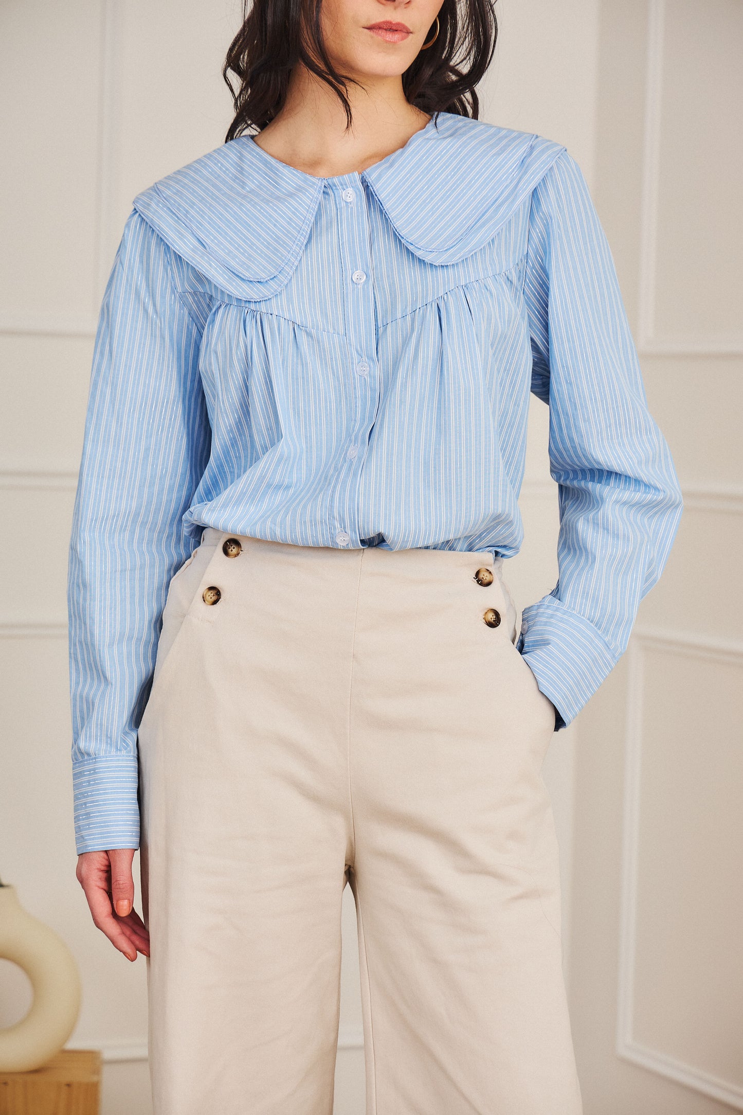 Chemise col claudine bleu - Lou