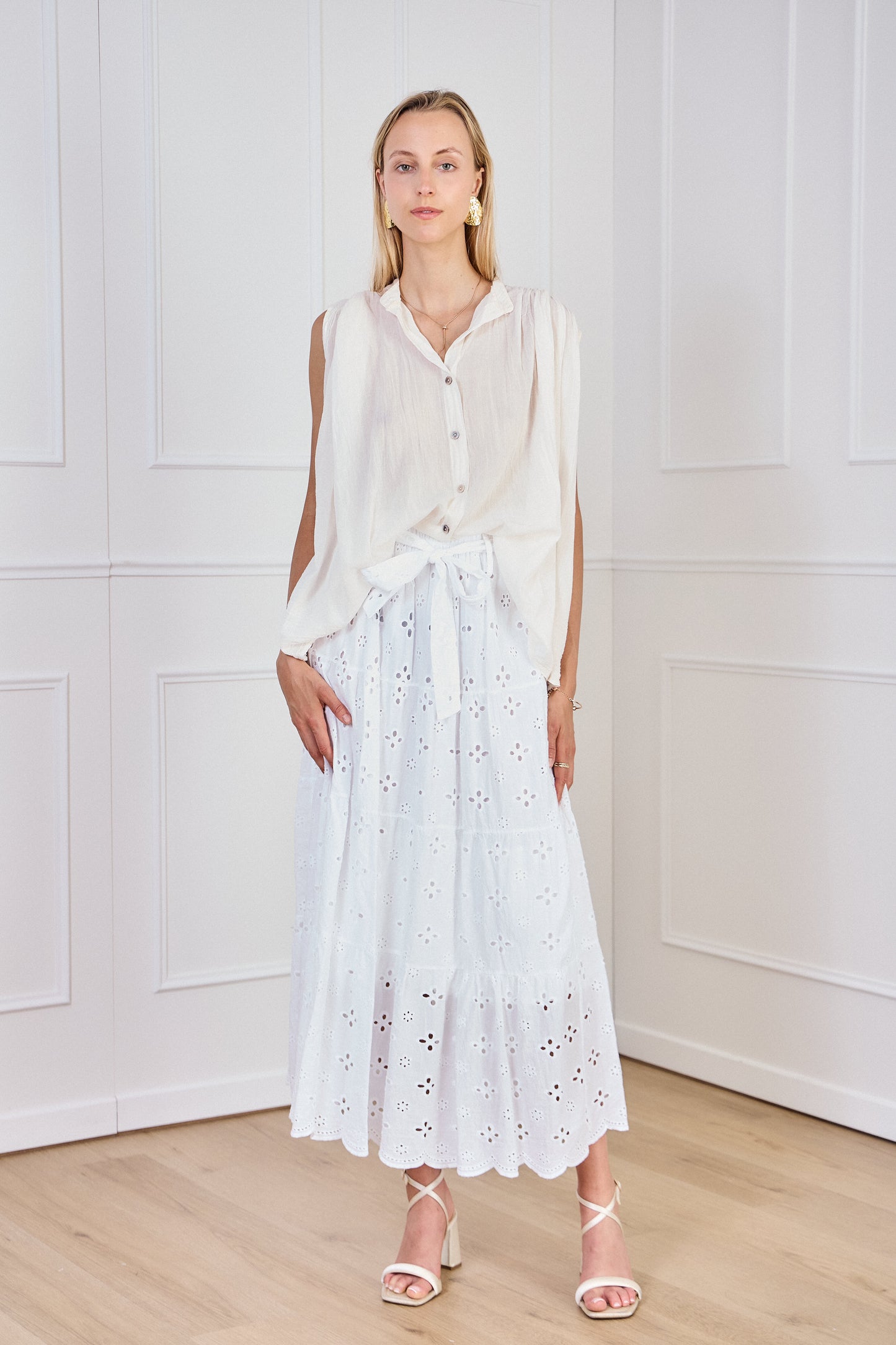 Jupe broderie blanche - Lys