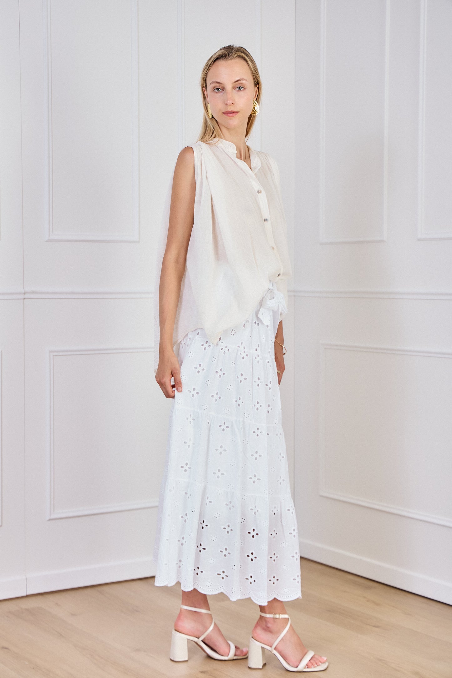 Jupe broderie blanche - Lys