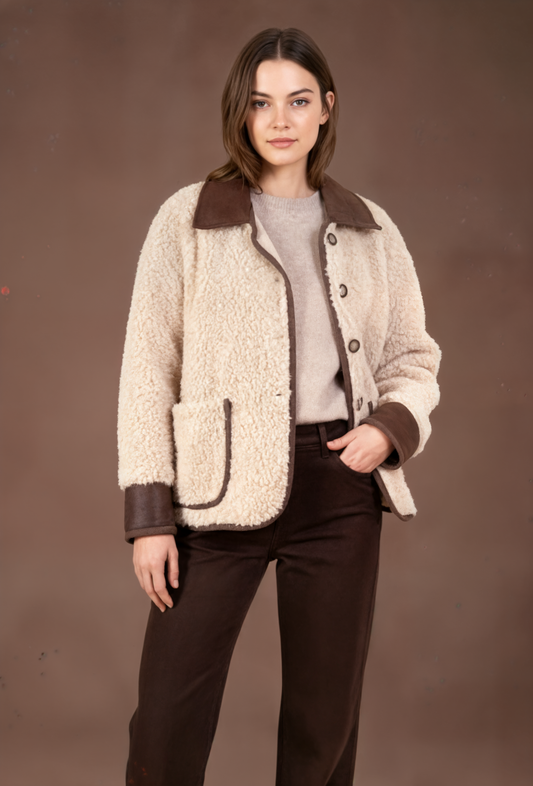 Veste bouclette contrastée - Naya