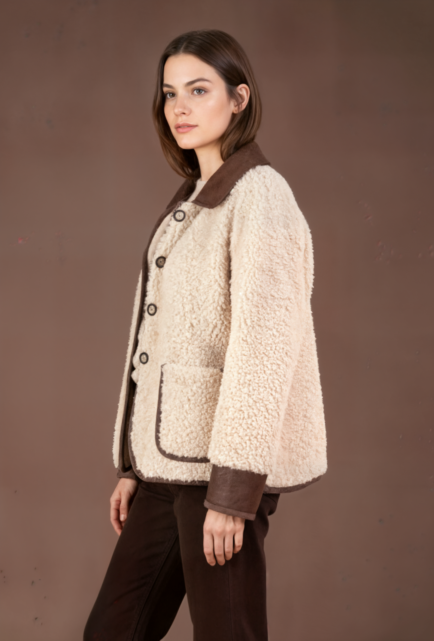 Veste bouclette contrastée - Naya