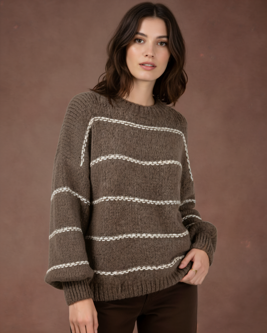 Pull rayé en maille - Leya