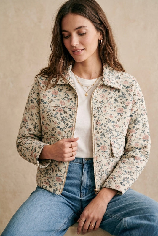 Veste broderie jacquard floral - Maia