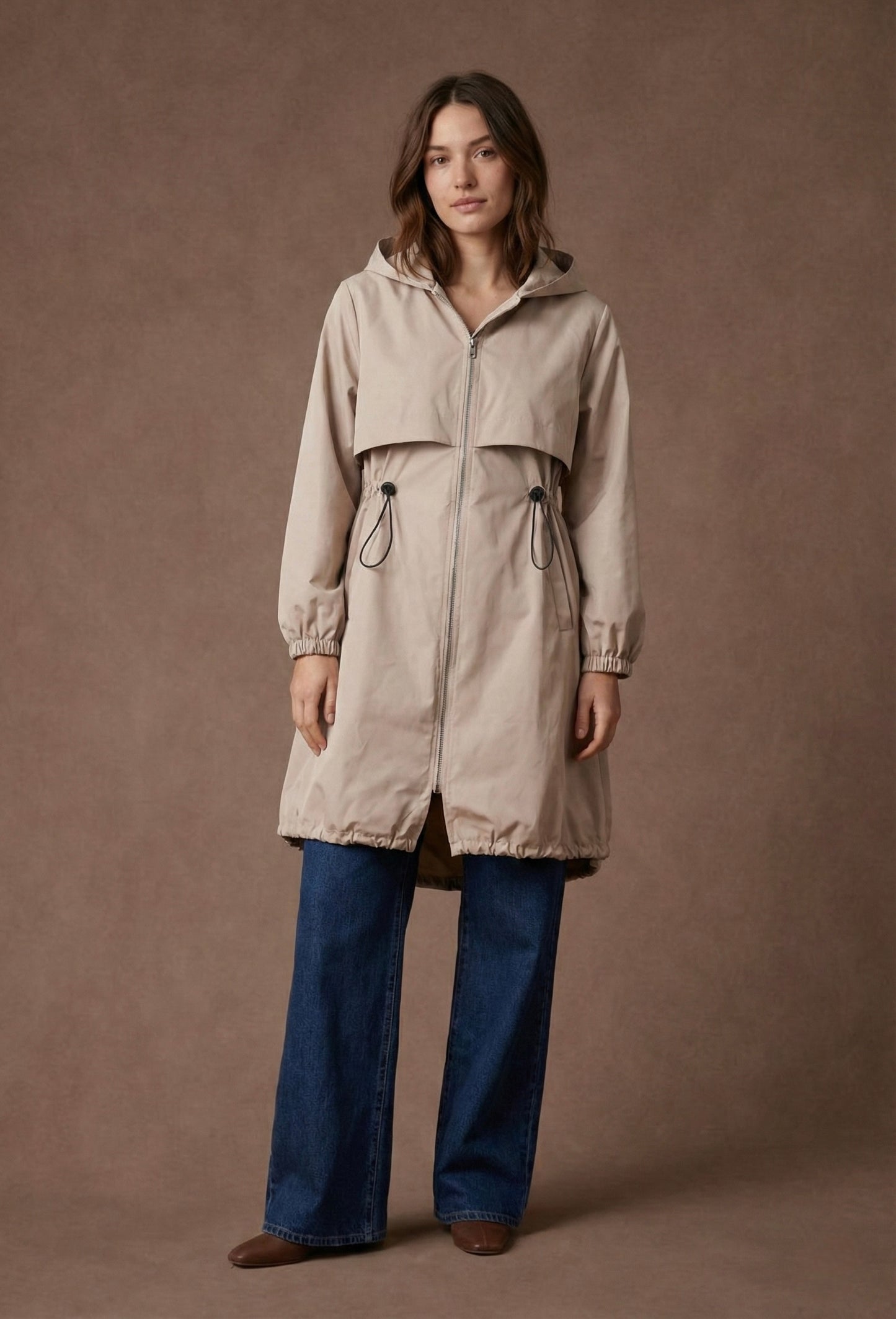 Parka longue à capuche avec cordons ajustables - Ysel