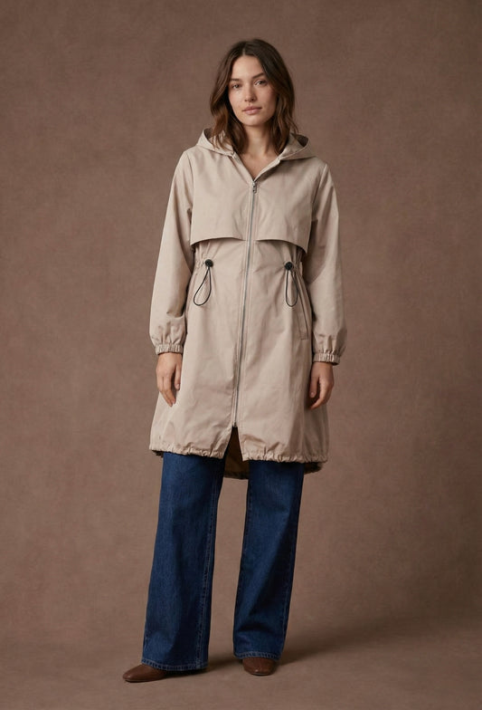 Parka longue à capuche avec cordons ajustables - Ysel