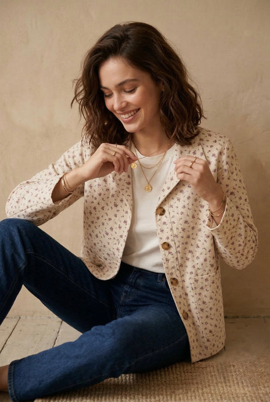 Veste denim à fleurs - Sidonie