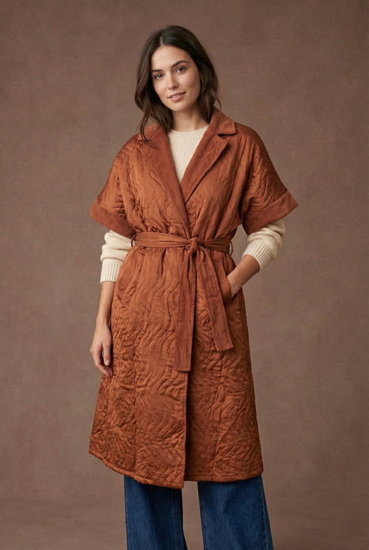 Manteau long matelassé avec ceinture - Maya