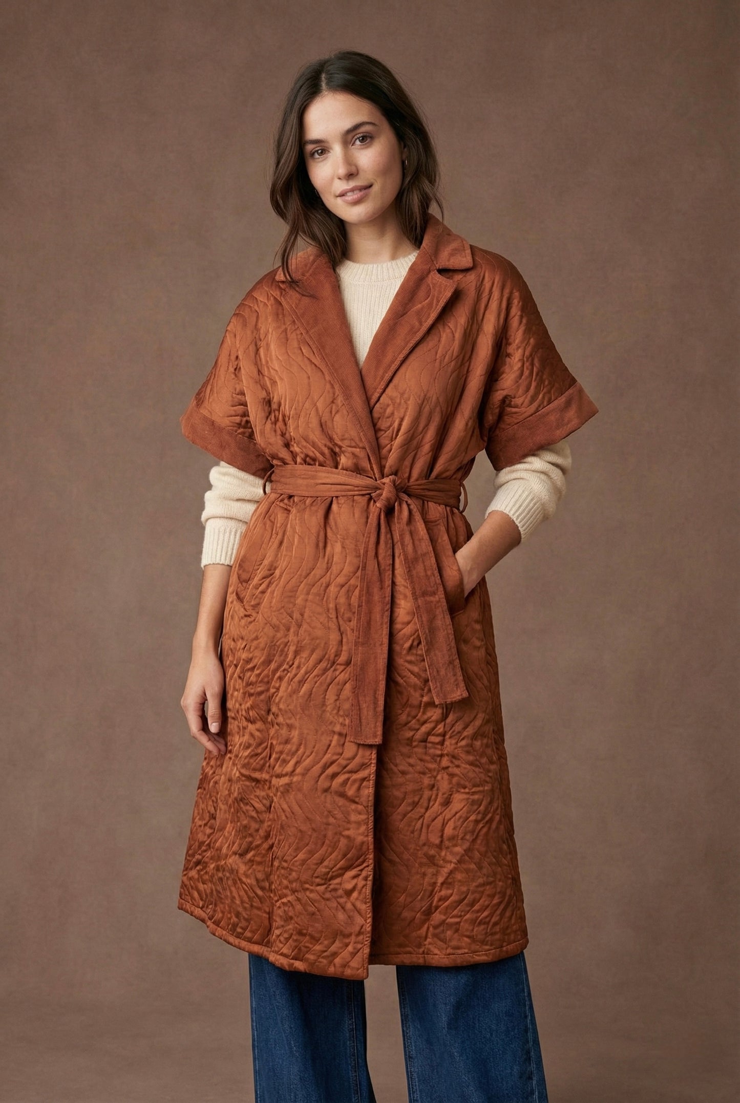 Manteau long matelassé avec ceinture - Maya