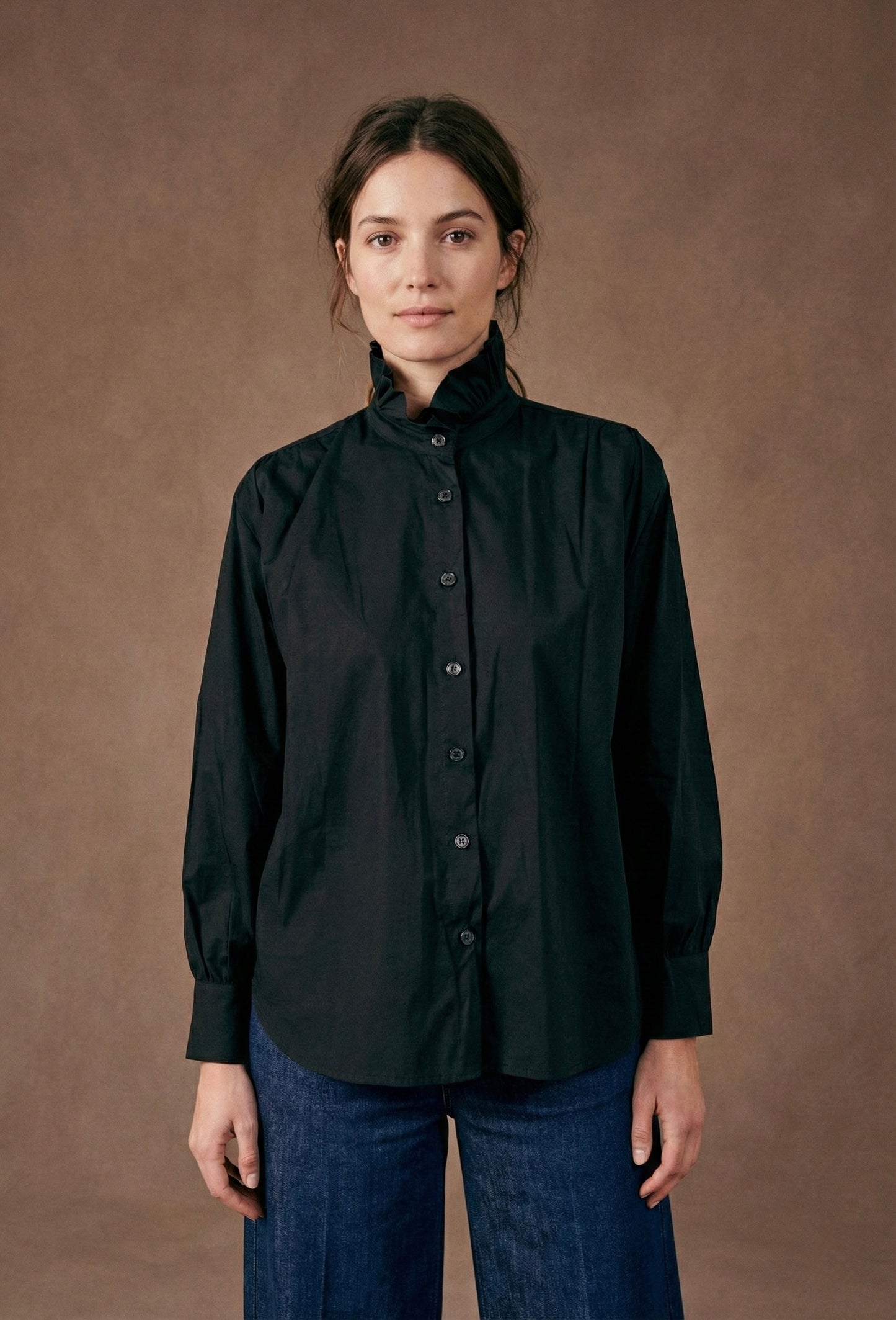 Chemise popeline coton col volant - Sara