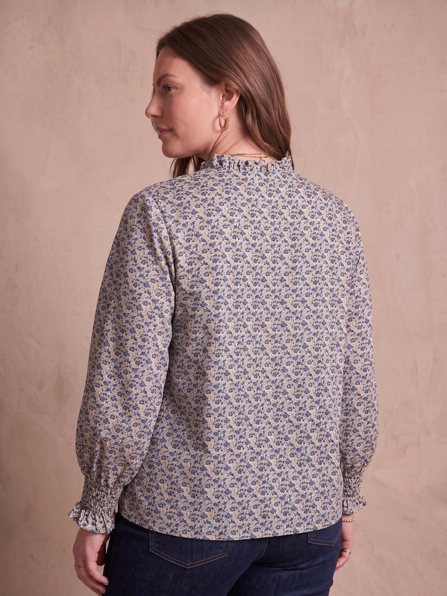 Curve - Chemise manches longues coton liberty col volanté  - Luz