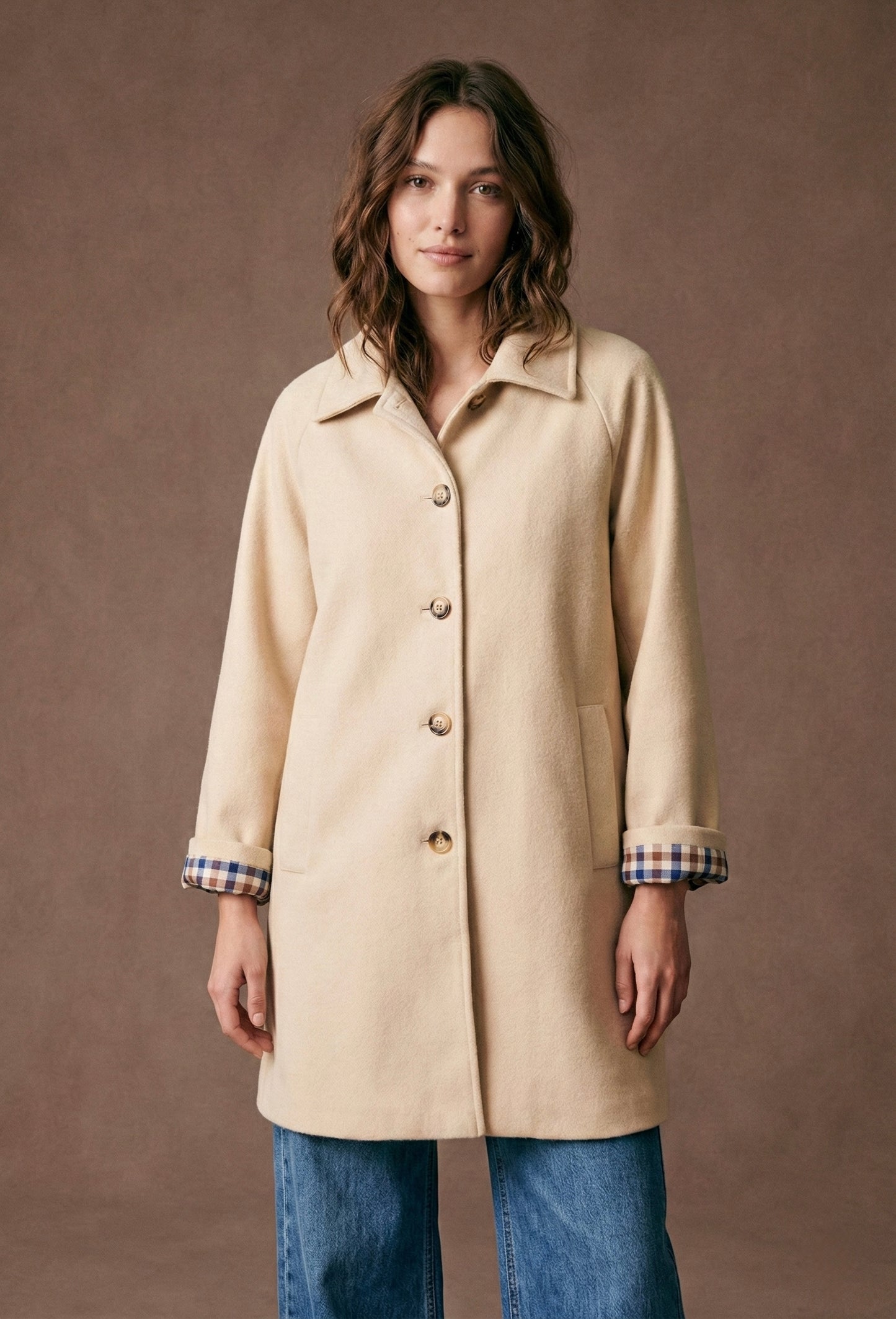 Manteau mi long doublure carreau - Cole