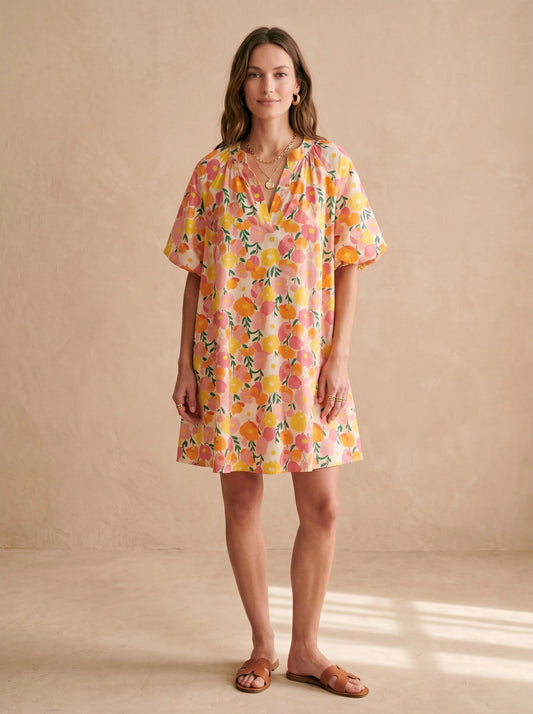 Robe manches courtes bouffantes coton imprimé floral - Rosalie