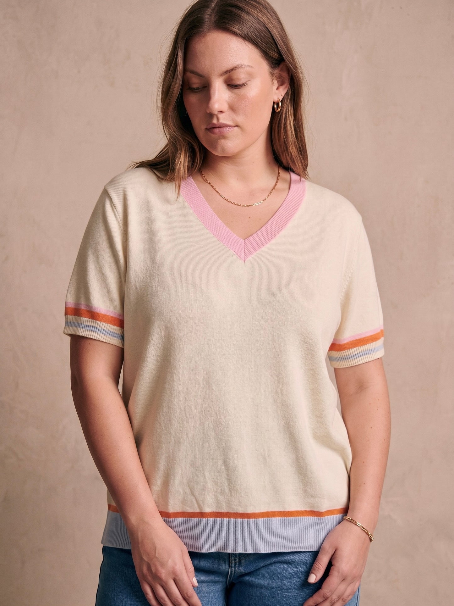 Curve - Pull maille coton manches courtes - Mila