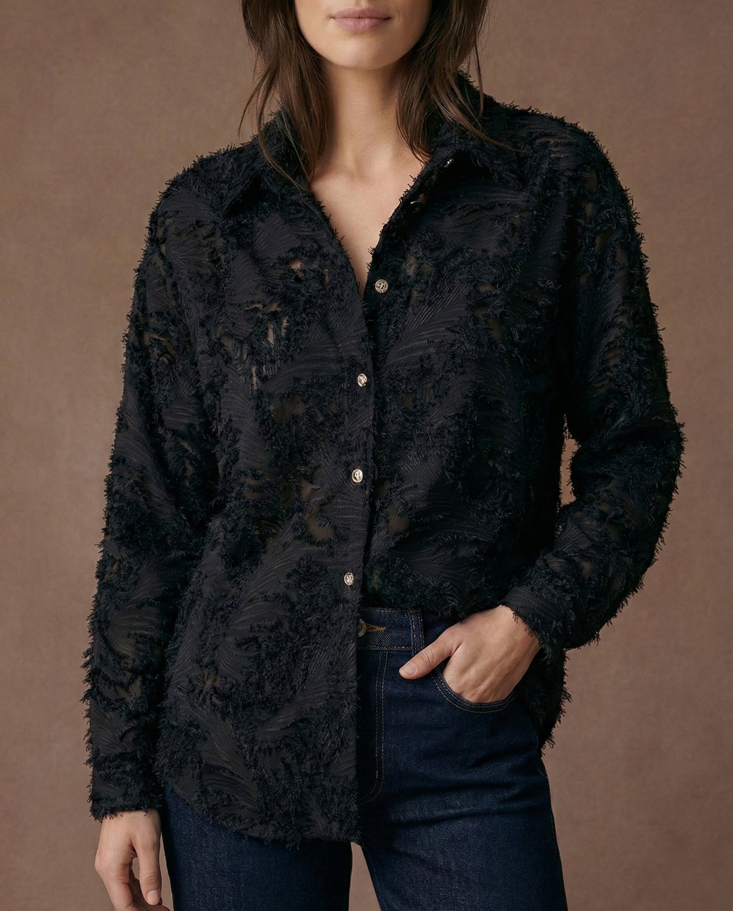 Chemise texturée à effet plumes - Lia