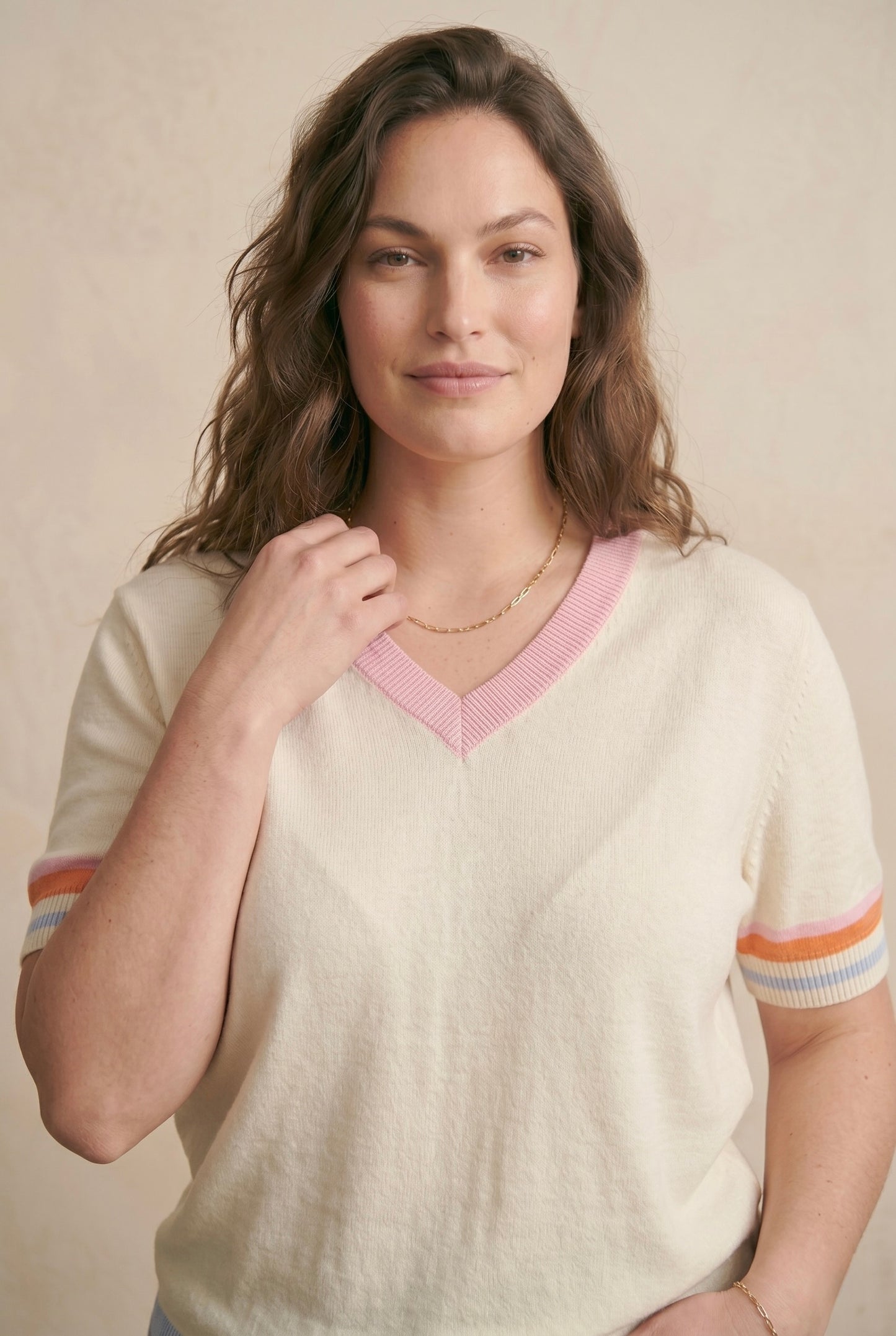 Curve - Pull maille coton manches courtes - Mila