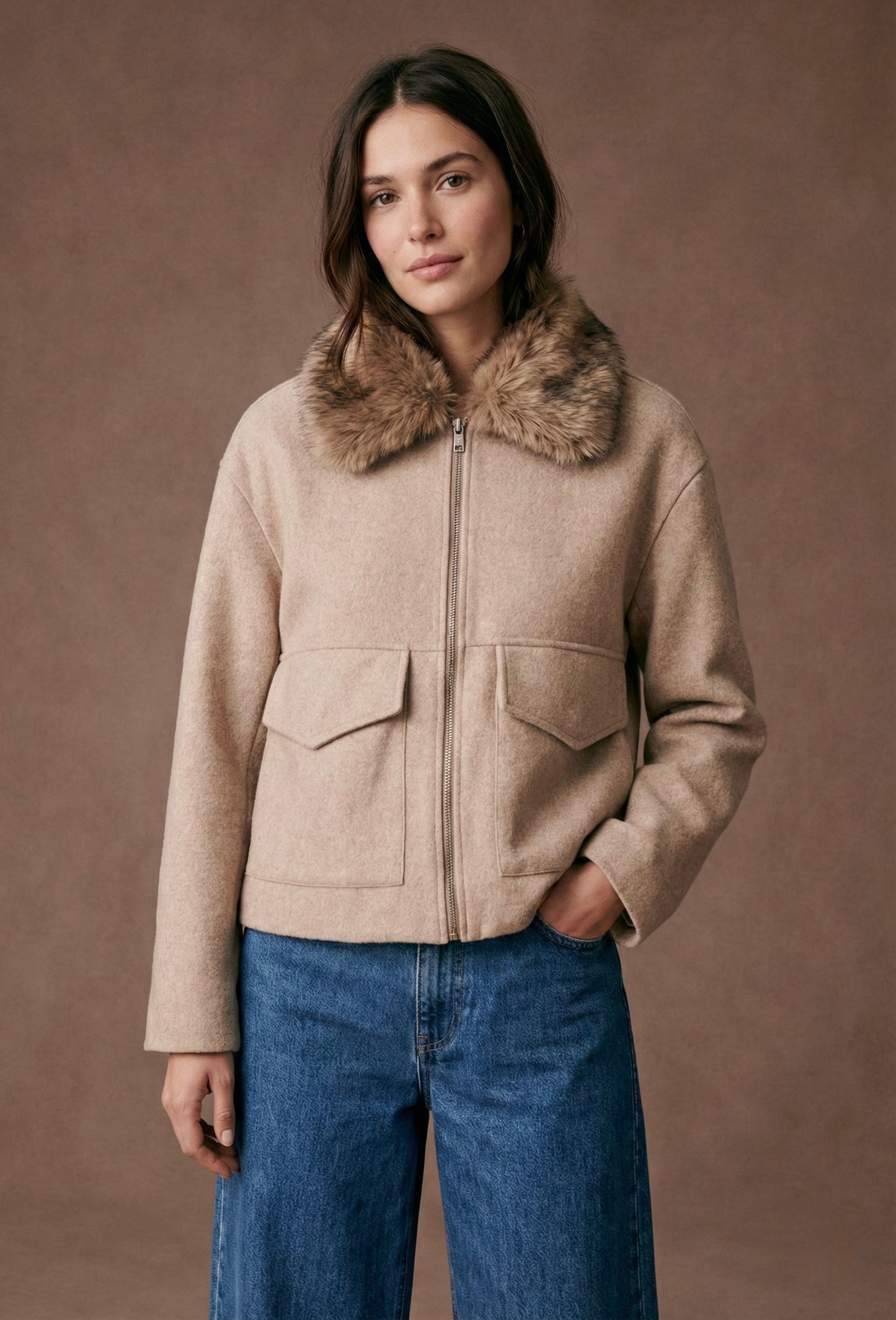 Veste courte à col amovible - Jace