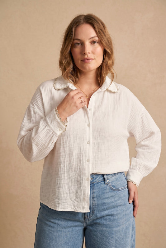 Curve - Chemise gaze de coton col dentelle  - Aurélie
