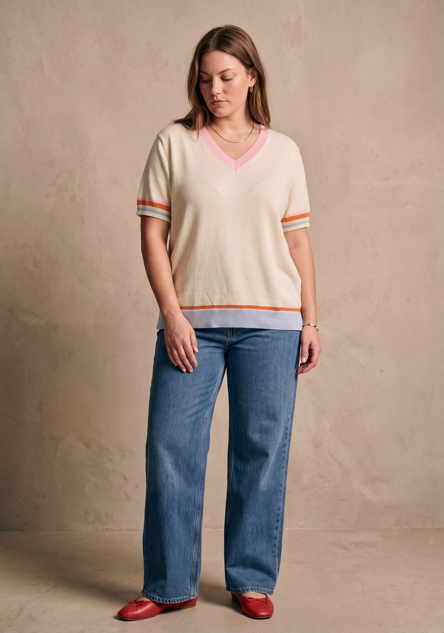 Curve - Pull maille coton manches courtes - Mila