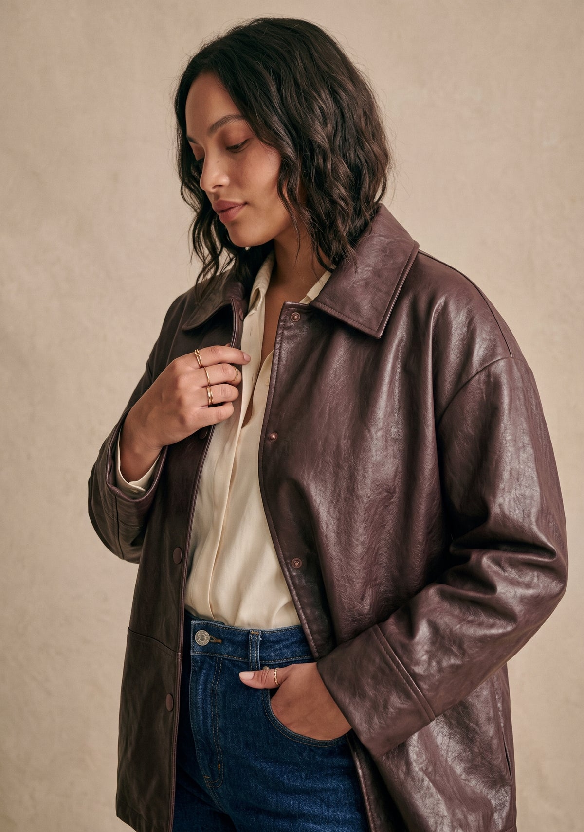 Curve - Veste oversize col chemise - Elvy