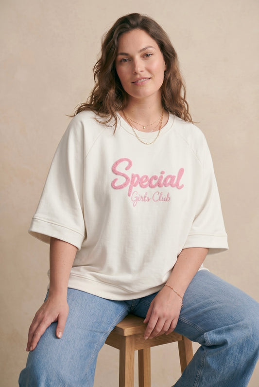 Curve - Sweat brodé coton - Rosy