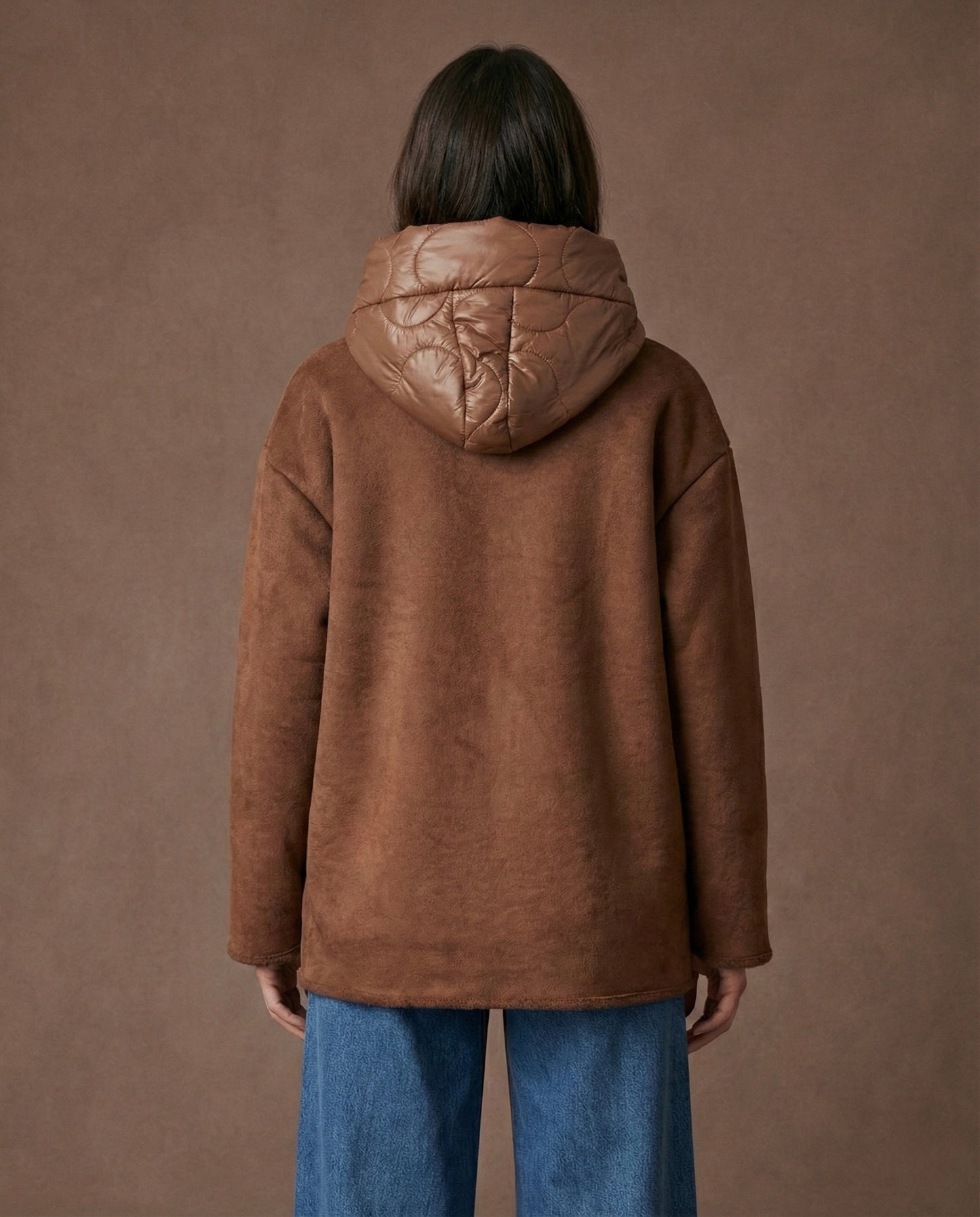 Veste en peau lainé avec capuche matelassée - Nate