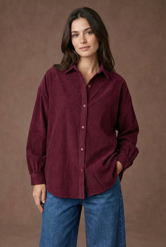 Chemise ample unie en velours - Véra