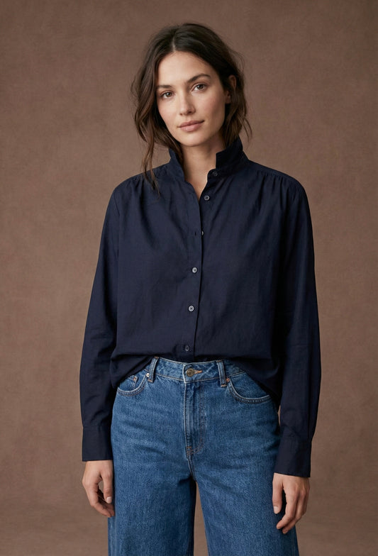 Chemise popeline coton col volant - Sara