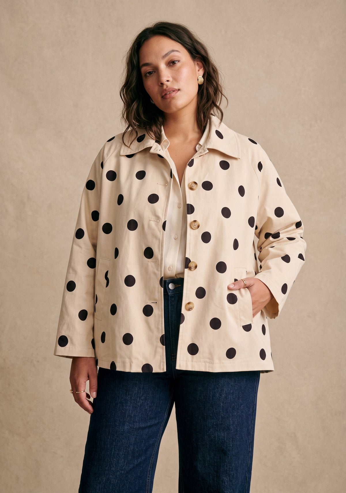 Curve - Veste à pois ample col chemise - Jenny