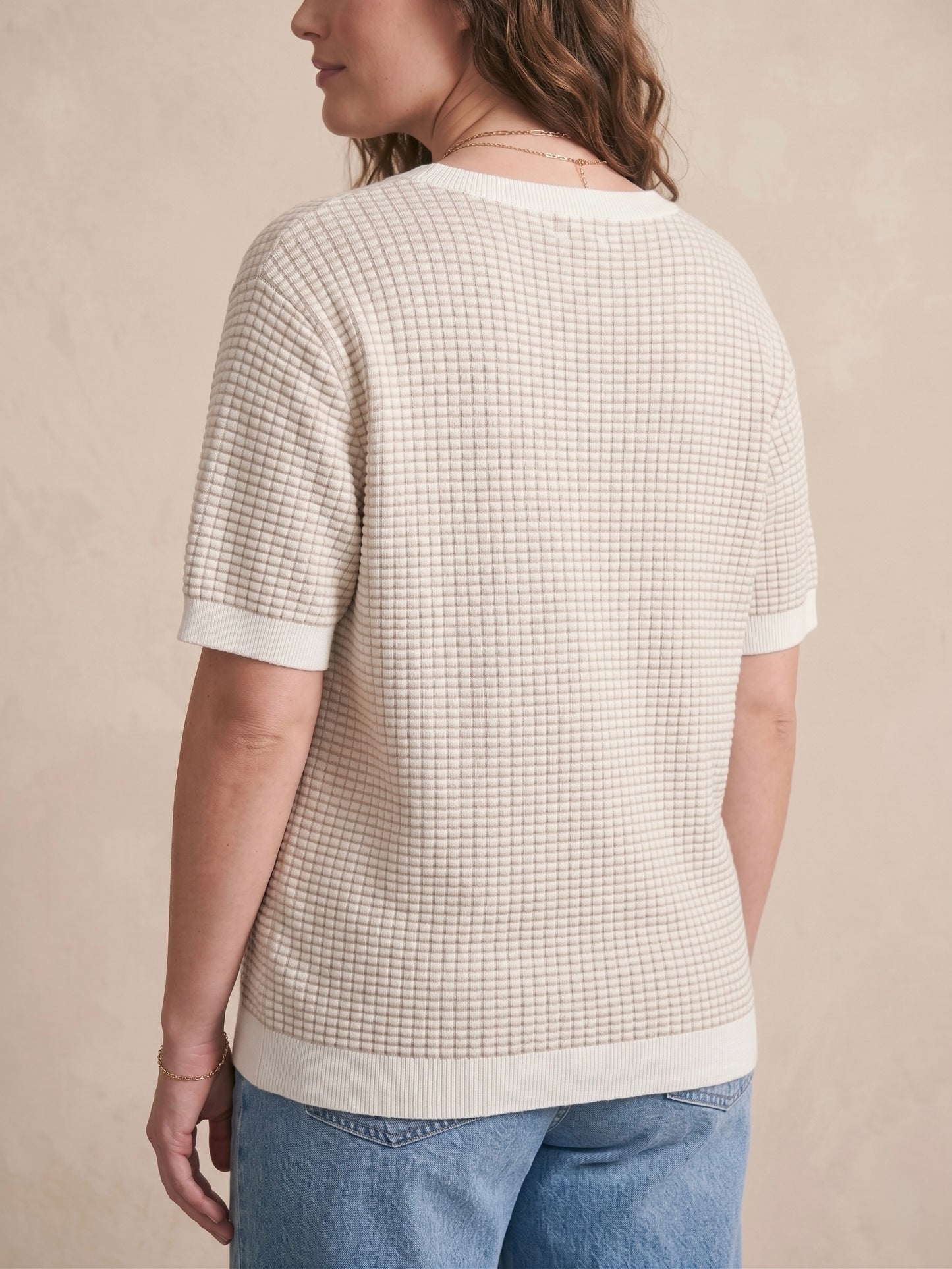 Curve - Tshirt maille bicolore carreaux - Eline