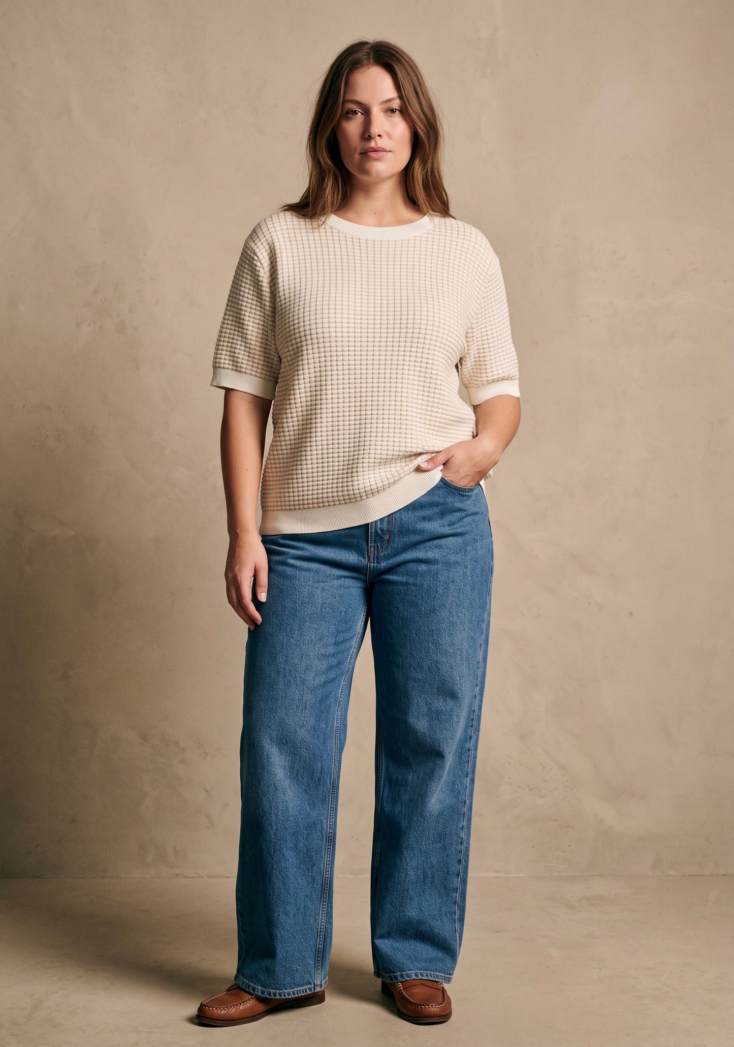 Curve - Tshirt maille bicolore carreaux - Eline