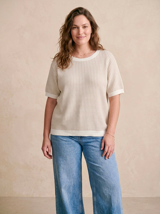 Curve - Tshirt maille bicolore carreaux - Eline