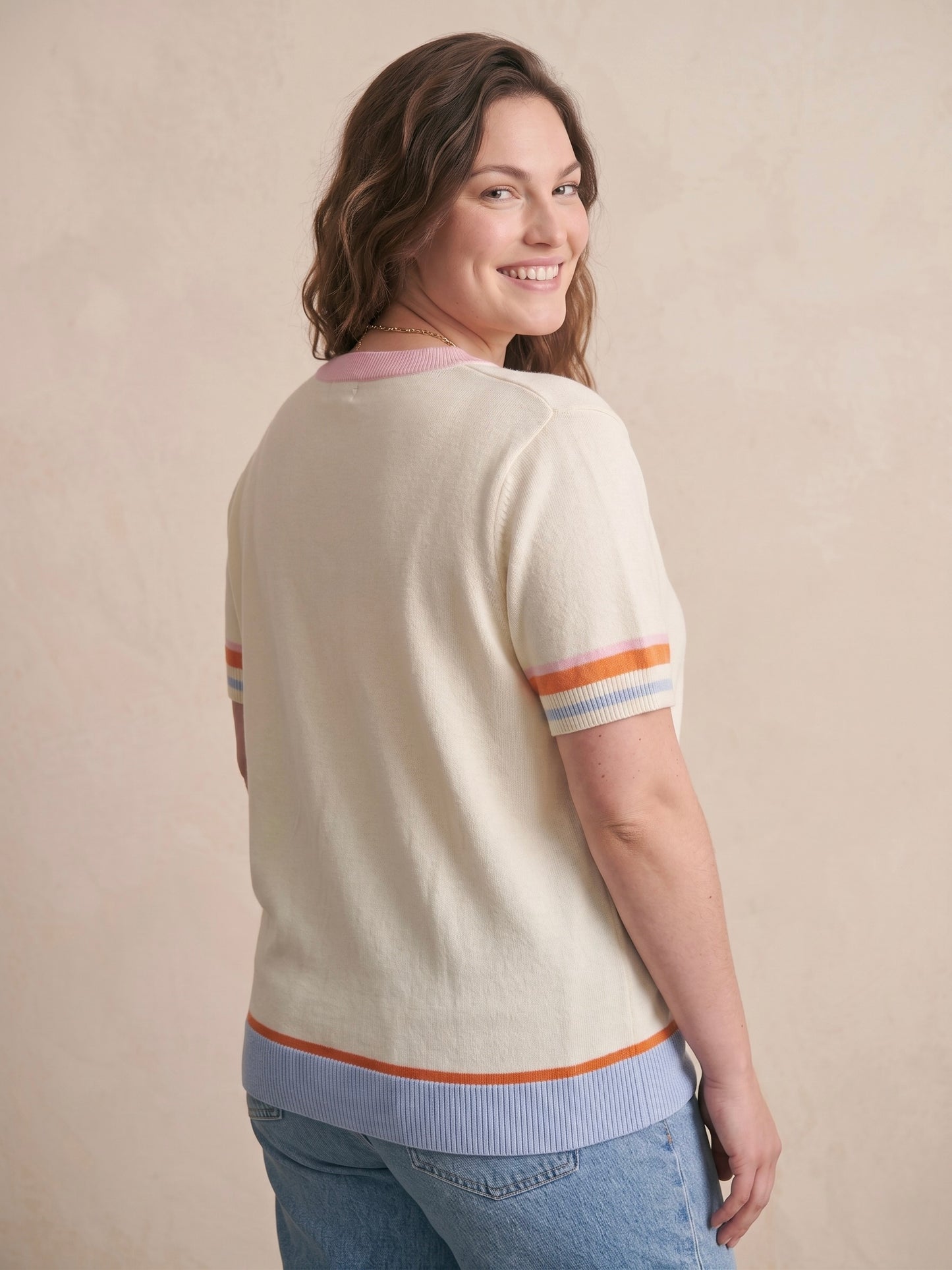 Curve - Pull maille coton manches courtes - Mila
