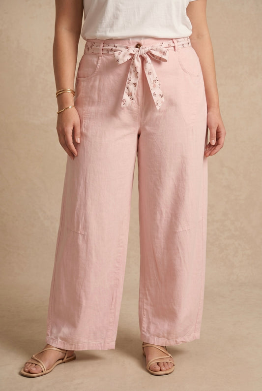 Curve - Pantalon lin coton ceinture foulard - Paula