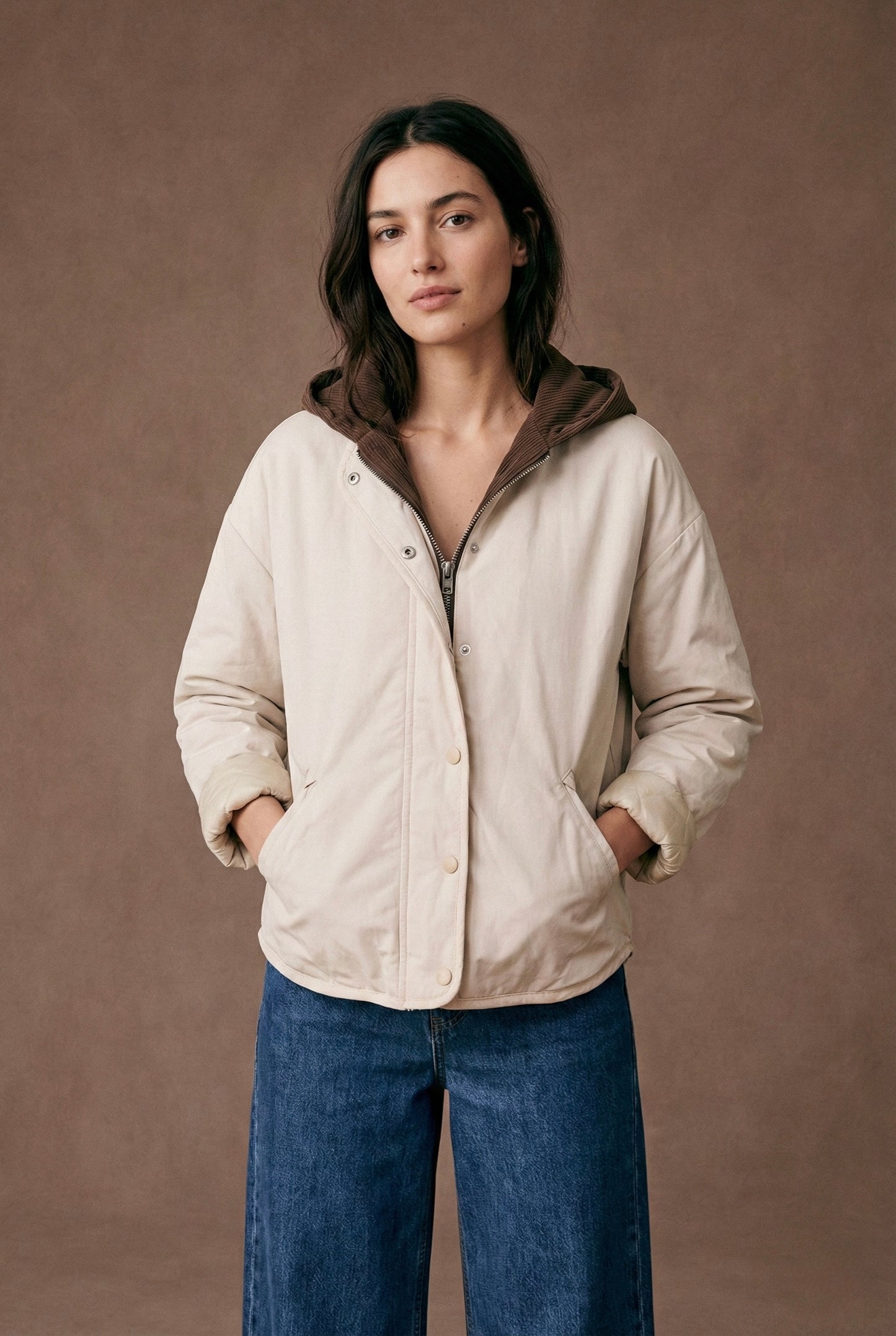 Veste matelassée à capuche velours côtelé amovible - Kyle