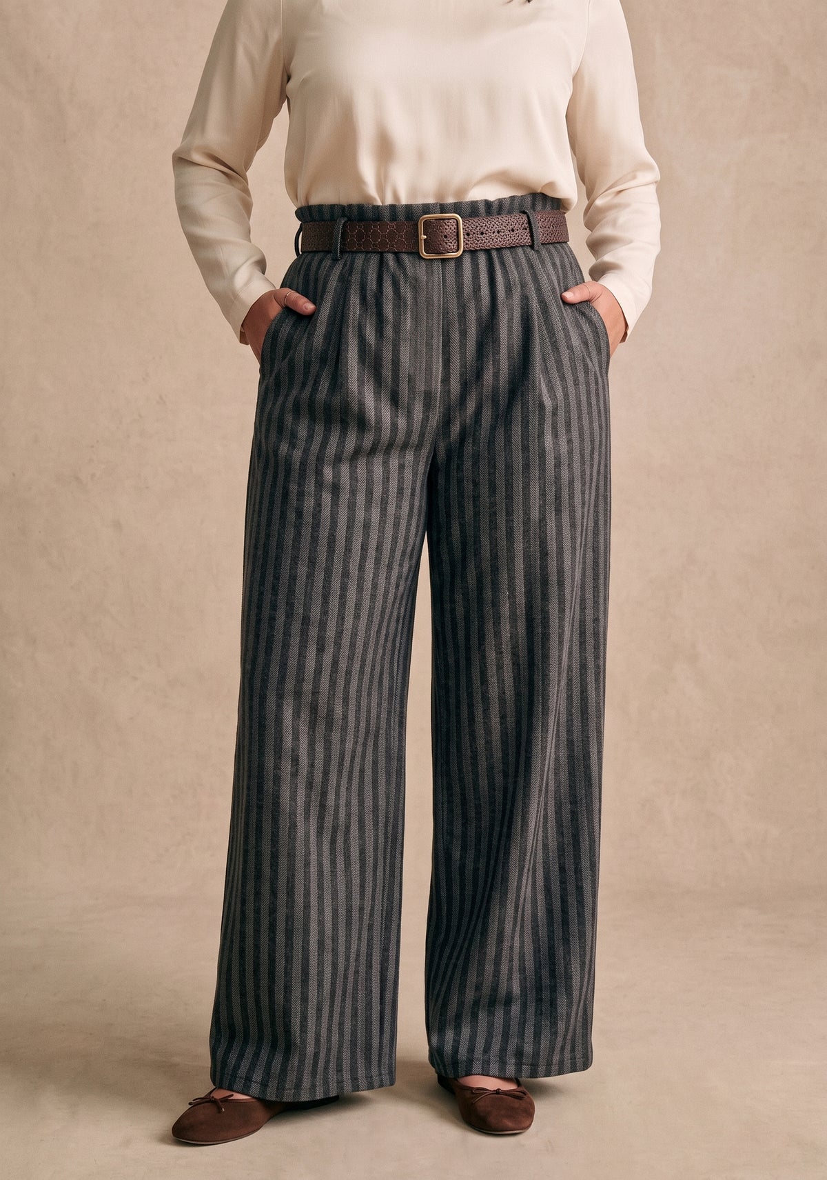 Curve - Pantalon large rayé taille haute - Ralph